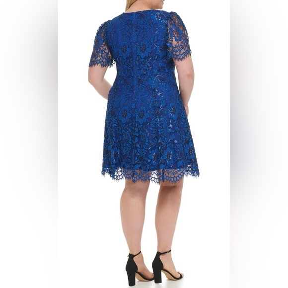 Jessica Howard Women's Lace Midi Dress with Flutter Sleeves & Boat Neck Size 24W - Picture 4 of 9